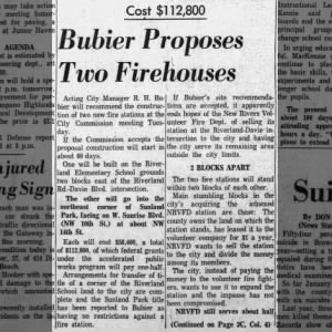 1963-01-28 - City manager proposes 2 firehouses in annexed area, Ft Lauderdale, New Rivers VFD Pg1