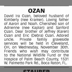 Obituary for David Ira OZAN